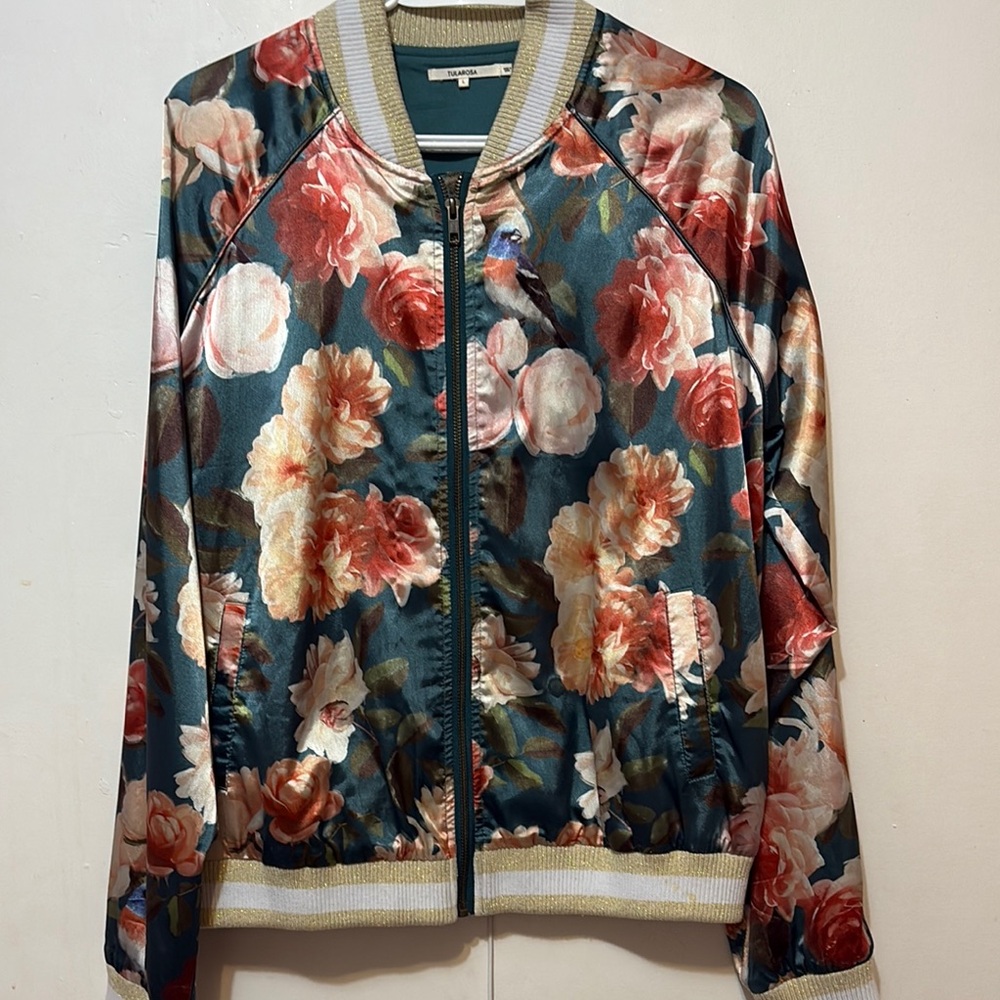 Tularosa Blue and Red Bomber Jacket with Ribbed Trim
